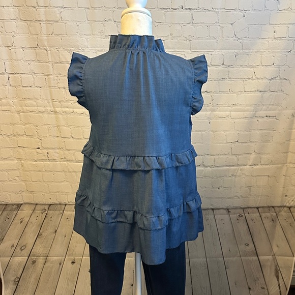Blue Ruffle Sleeveless Top - Picture 2 of 2